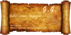 Gácser Gyula névjegykártya