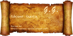 Gácser Gyula névjegykártya